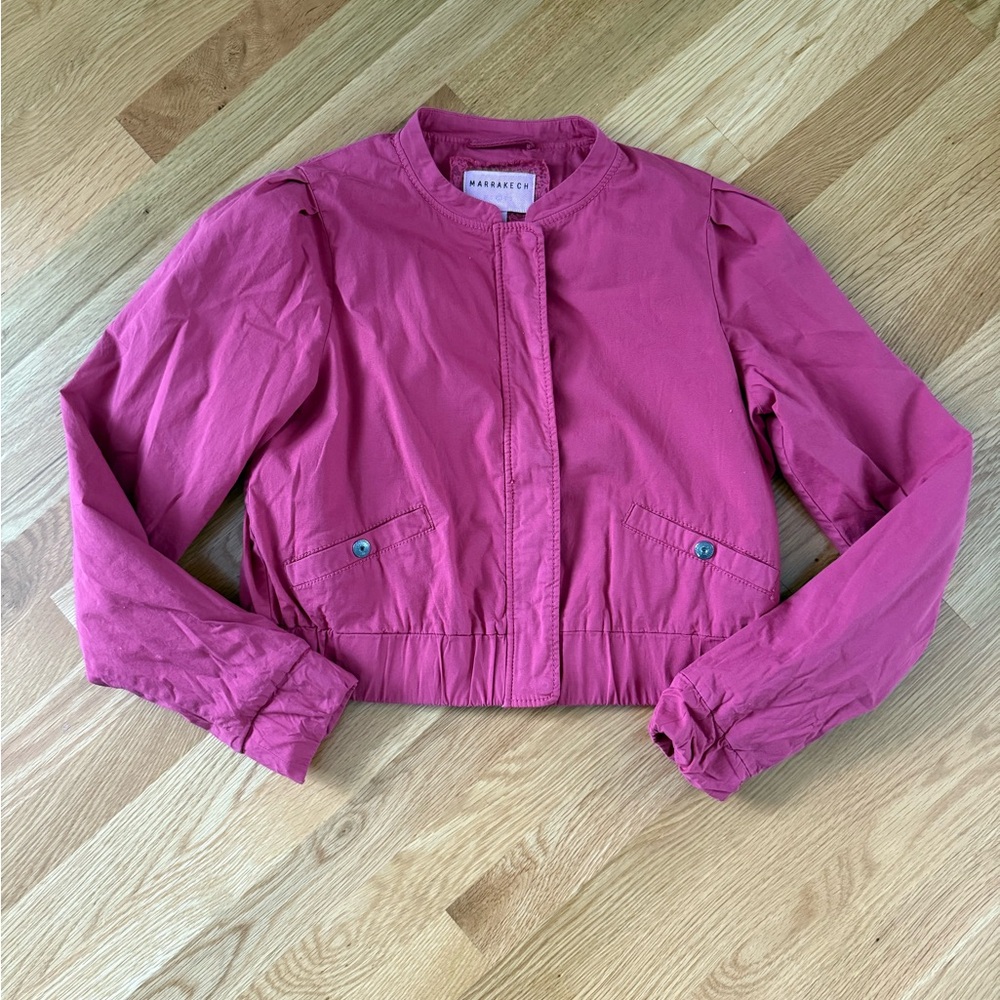 Marrakech Women's Rose/Washed Red Cropped Bomber-Style Jacket XS Cotton-Stretch